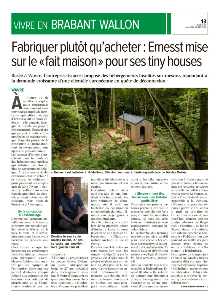 article l'avenir ernesst simone tiny house huldenberg